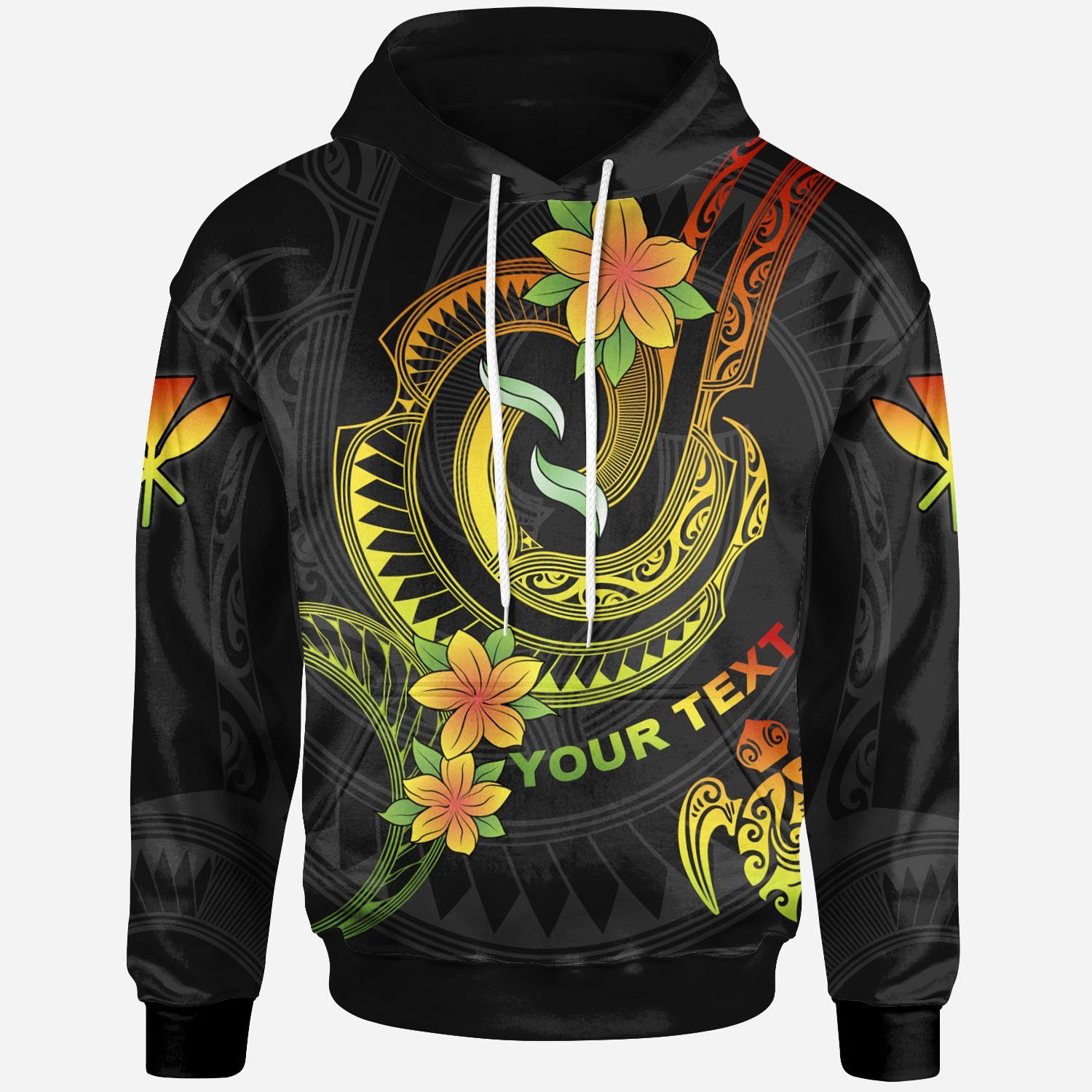 Hawaii Custom Personalised Hoodie – Reggae Plumeria Flowers with Spiral Patterns – BN26