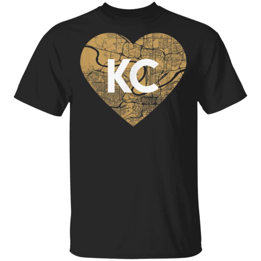 I Love Kansas City Baseball KC Heart Map TShirt