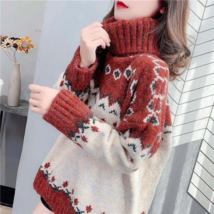 Woman Sweaters 2020 Autumn Winter Turtleneck Sweater Female Thick Loose Pullover Knitted Top Femme Chandails Pull Hiver alx