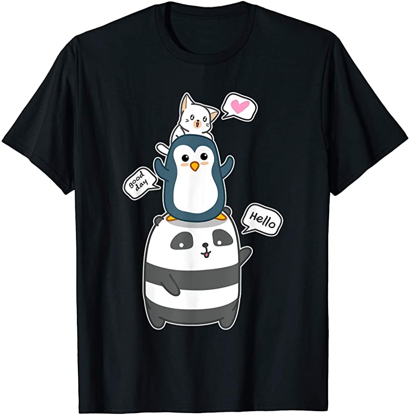 Kawaii T-Shirt Cute Panda Bear Penguin Cat Kawaii Clothes T-Shirt