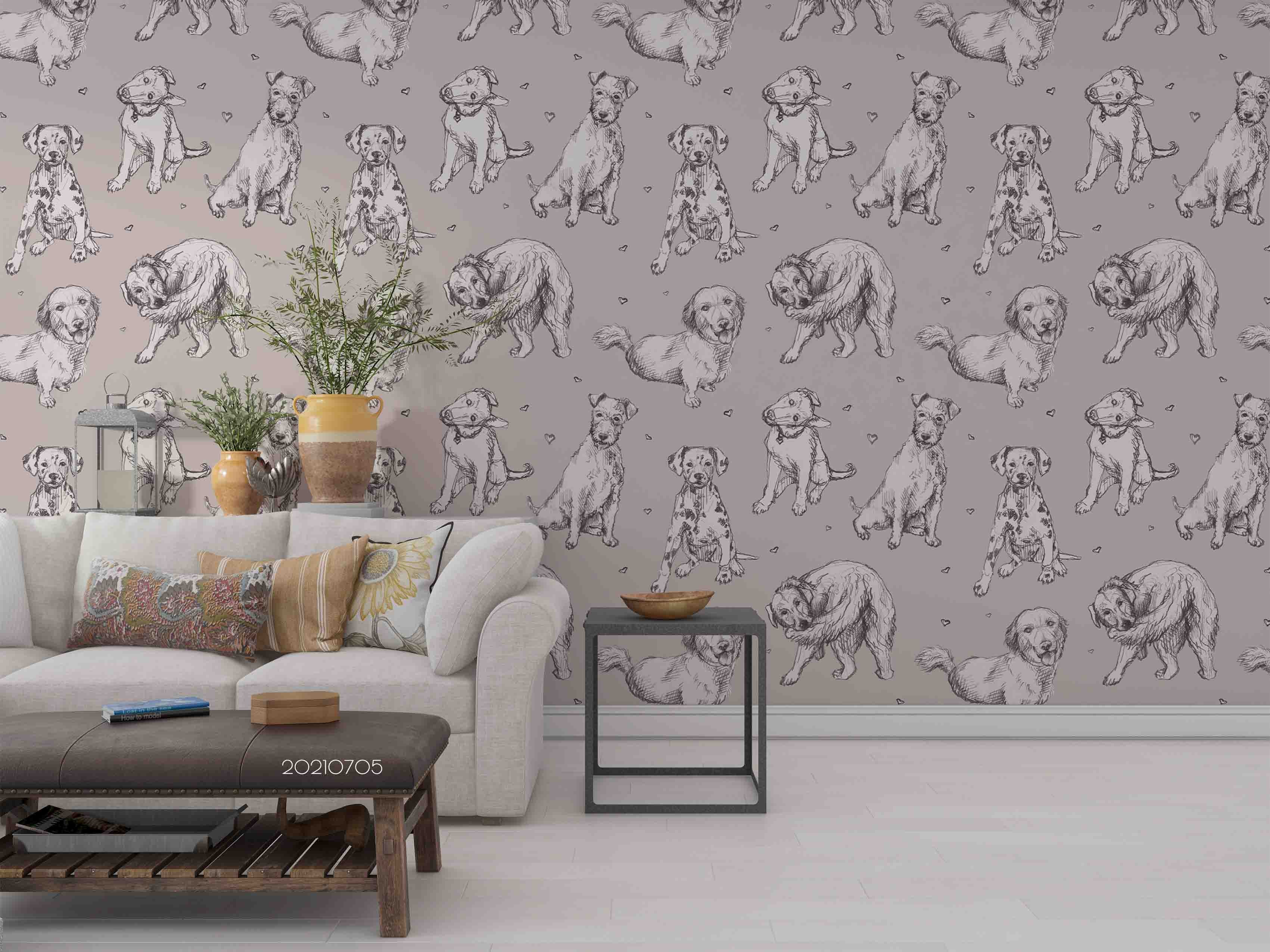 3D Cartoon Animal Dog Wall Mural Wallpaper Lqh 129