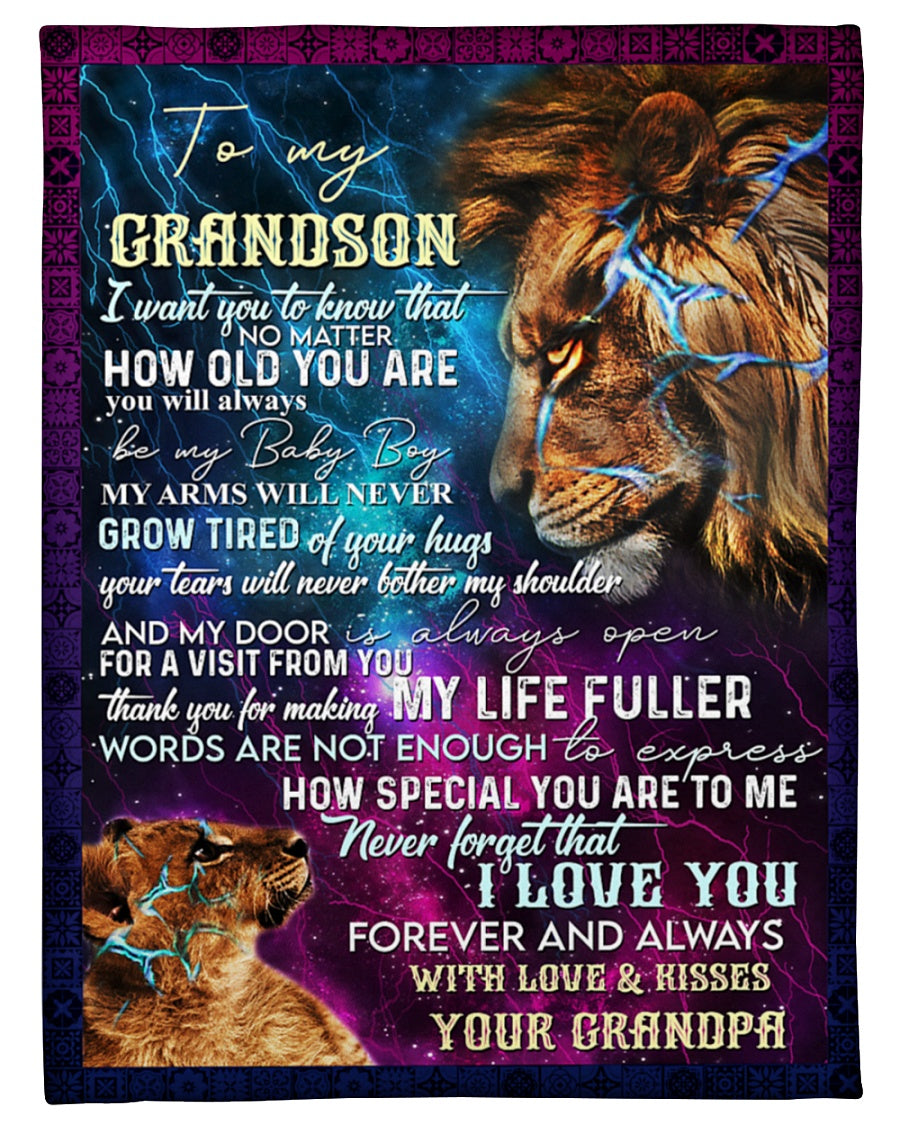 To My Grandson,How Special You Are To Me, Lion, Grandpa, Gift For Grandson, Sherpa Blanket