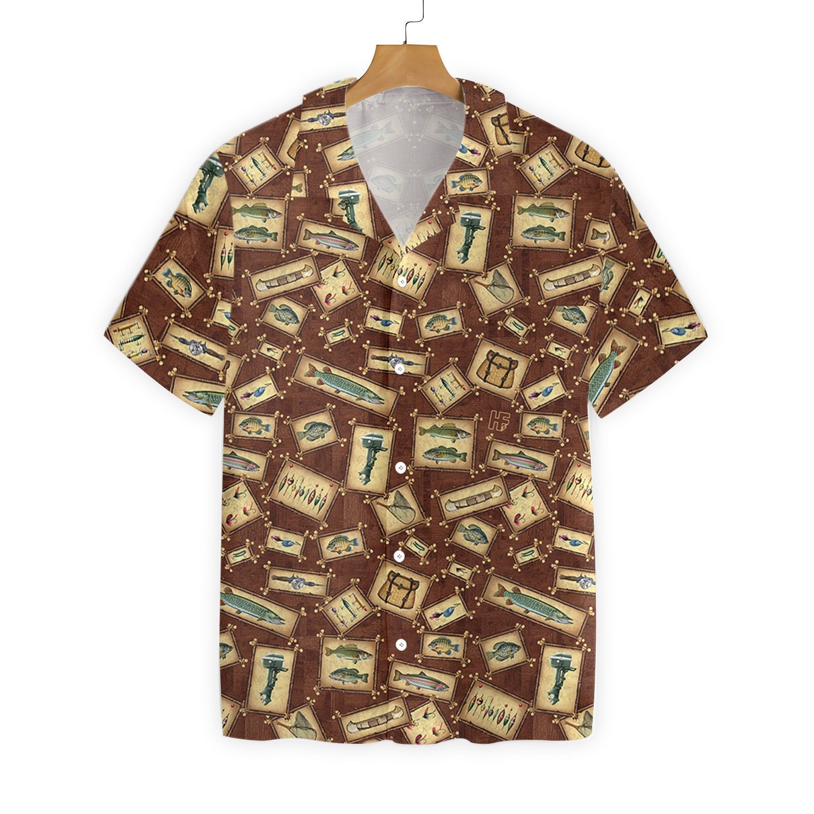 Unifinz Fishing Hawaii Shirt Tool Pattern Brown 2022 Ha55998