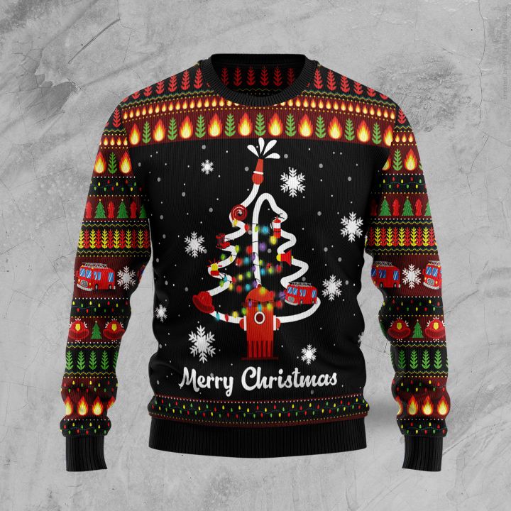 Merry Christmas Firefighter Ugly Christmas Sweater | Adult | Us2074