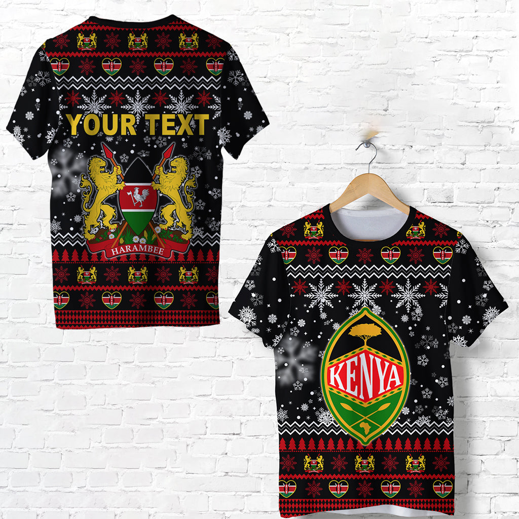 (Custom Personalised) Kenya Christmas T Shirt Shield Mix African Pattern Lt13