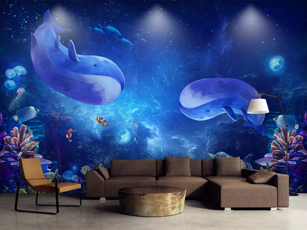 3D Blue Shark Wall Mural Wallpaper 81