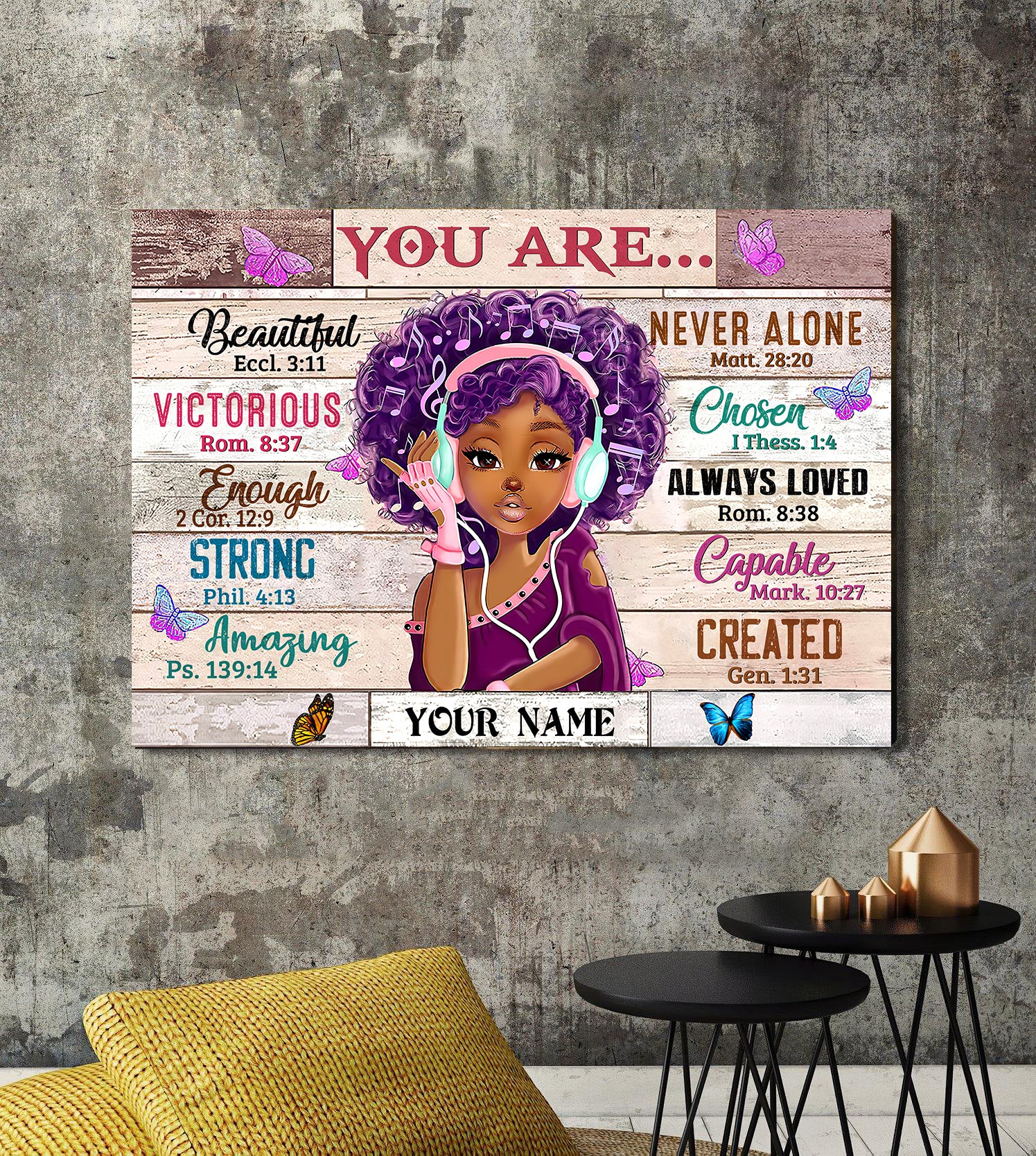 Customize Black Girl You Are Beautiful Black Teenage Canvas, Best Gift For Black Women Wall Art, Birthday Christmas Anniversary Graduation Gift For Black Girl