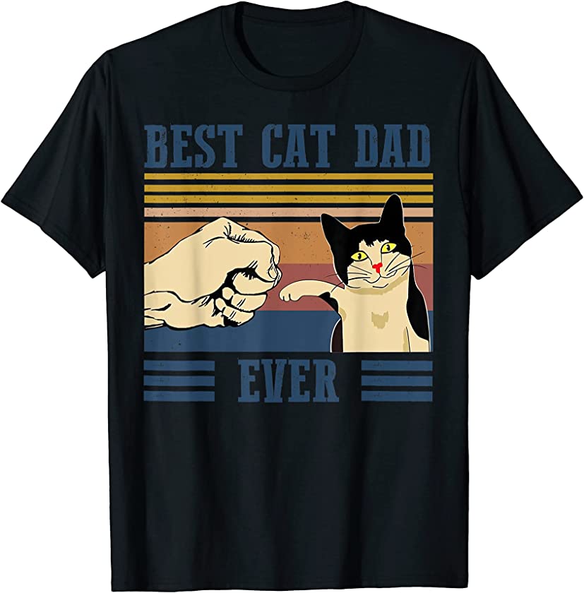 Best Cat Dad Ever Vintage Funny Cat Daddy Tee Father’s Day T-Shirt