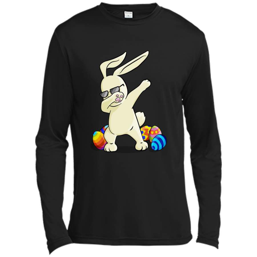 Dabbing Easter Bunny T-Shirt Bunny Happy Easter Shirt Long Sleeve Moisture Absorbing Shirt