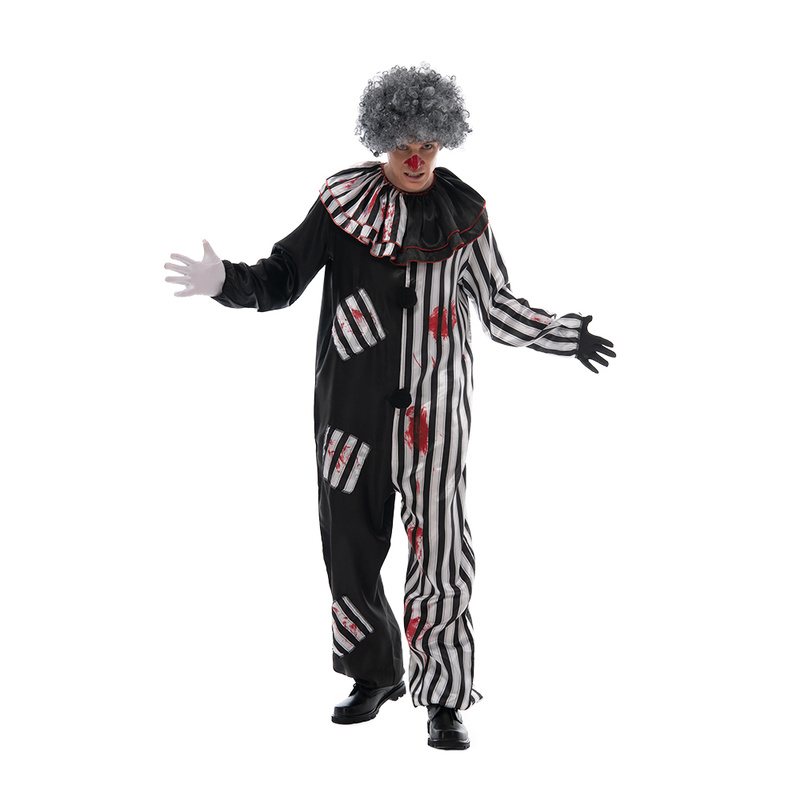 2022 Adult Evil Clown circus Cosplay Halloween Costume Vintage Men’s Bloody Killer Clown Carnival Easter Purim Fancy Dress alx