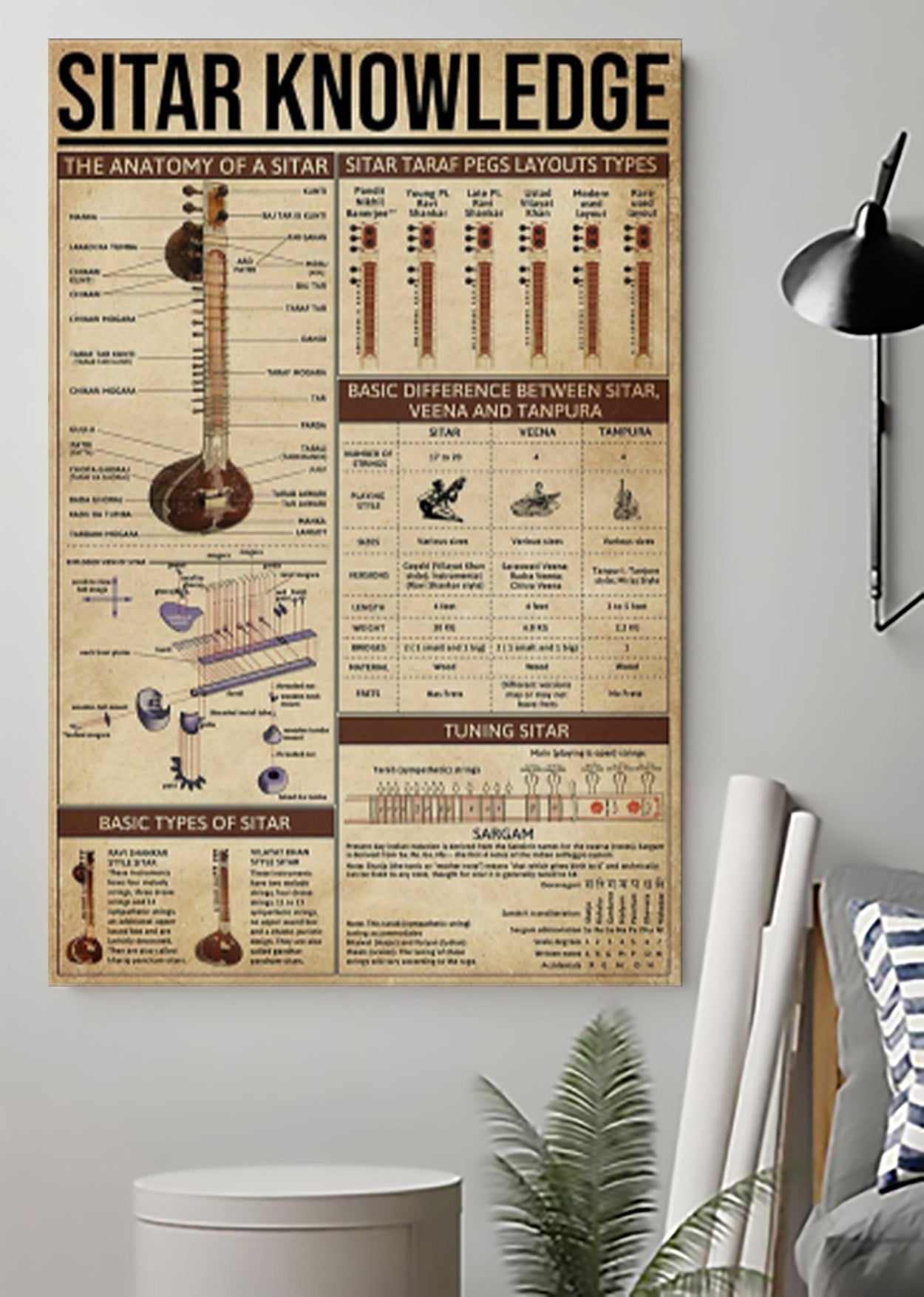 Musical Instrument Sitar Knowledge Poster