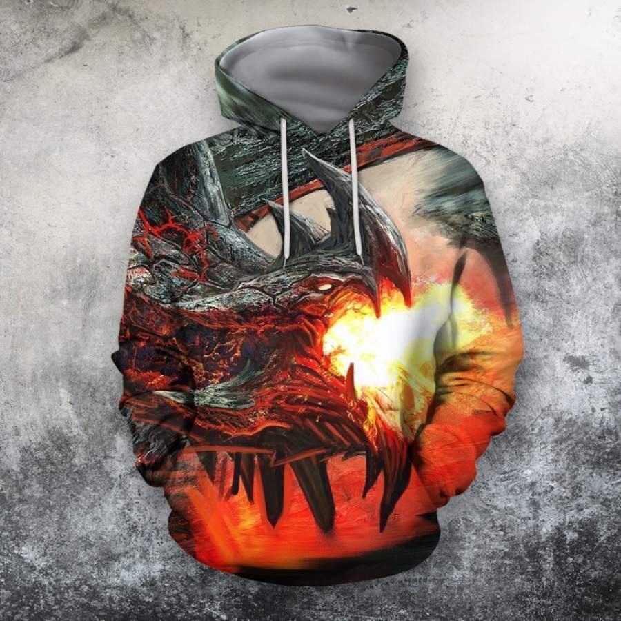 3D All Over Print Fire Dragon Hoodie