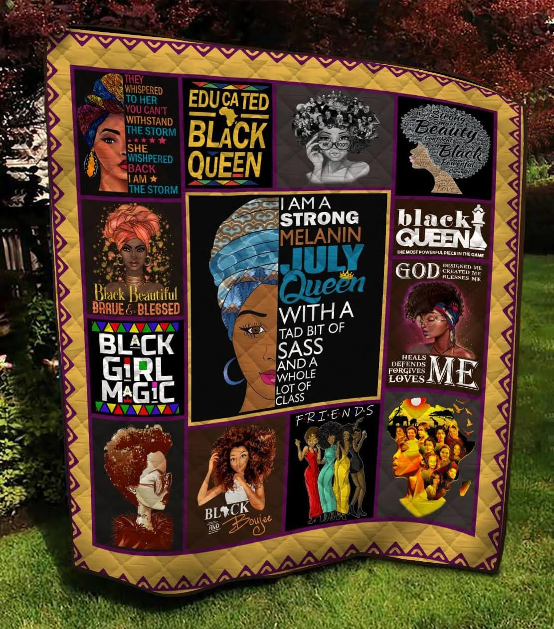 Bigprostore I’M A Strong Melanin July Queen Quilt Double (70″X80″ / 180X205Cm) Quilt