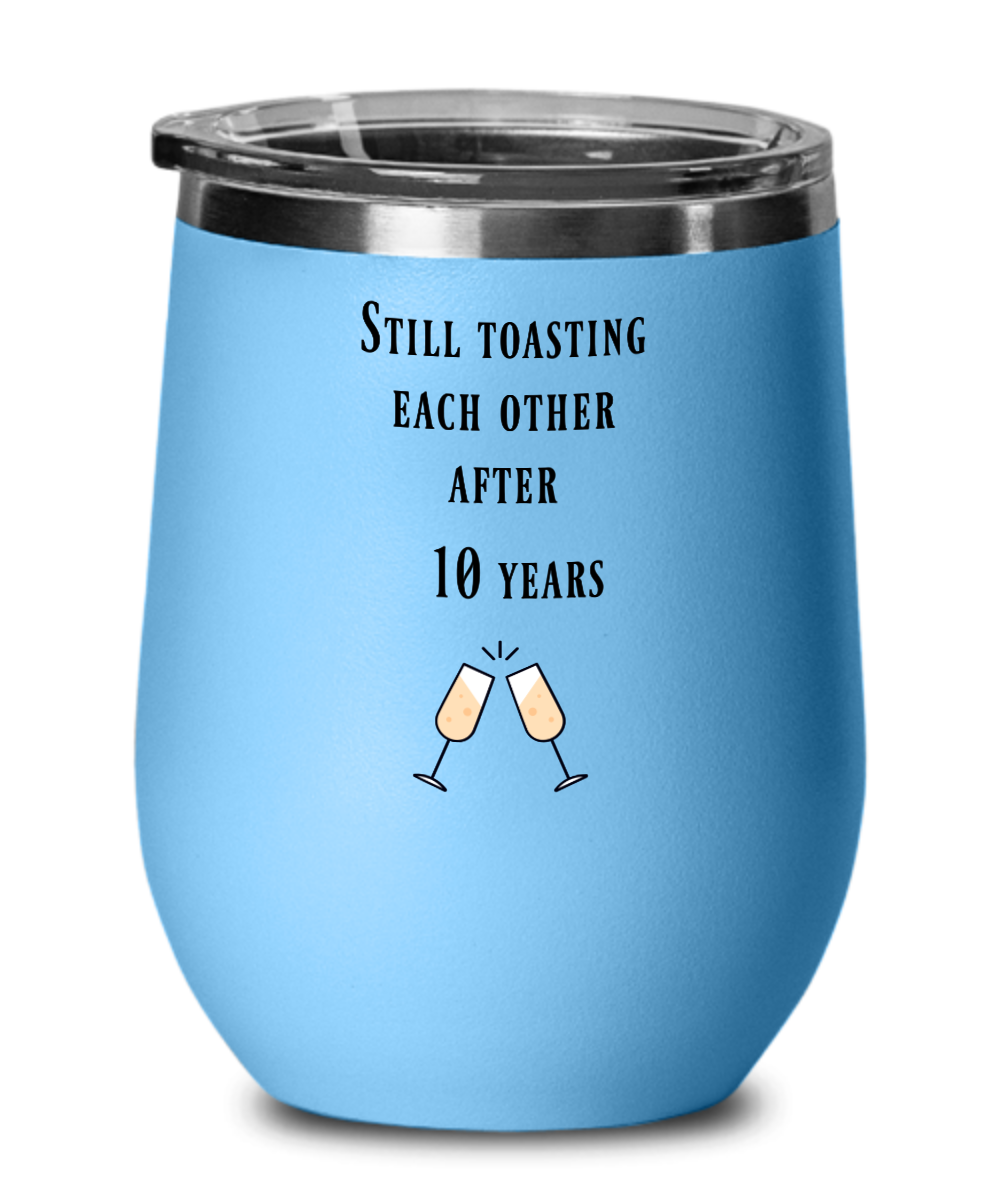 Couples Anniversary Gift 10 Year Anniversary Wine Tumbler Insulated Cup