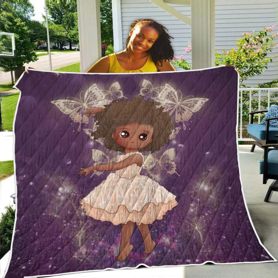 African American Daughter Quilt Blanket – Afro Black Princess Angel Quilt Blanket Christmas Gift Ideas