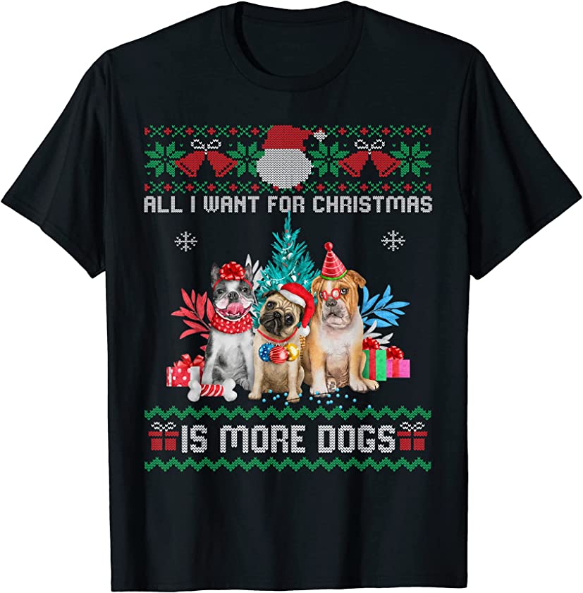 Ugly Christmas Sweater Christmas Dogs Presents Merry Woofmas T-Shirt