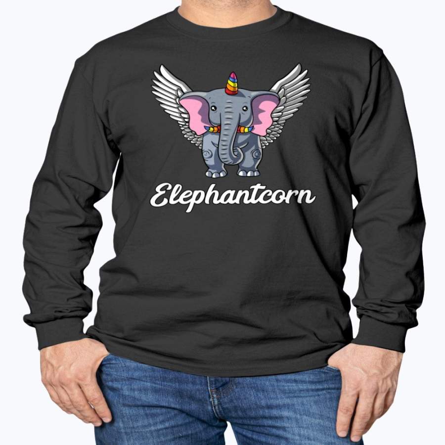 Elephant Unicorn Magical Funny Elephantcorn Long Sleeve T-Shirt