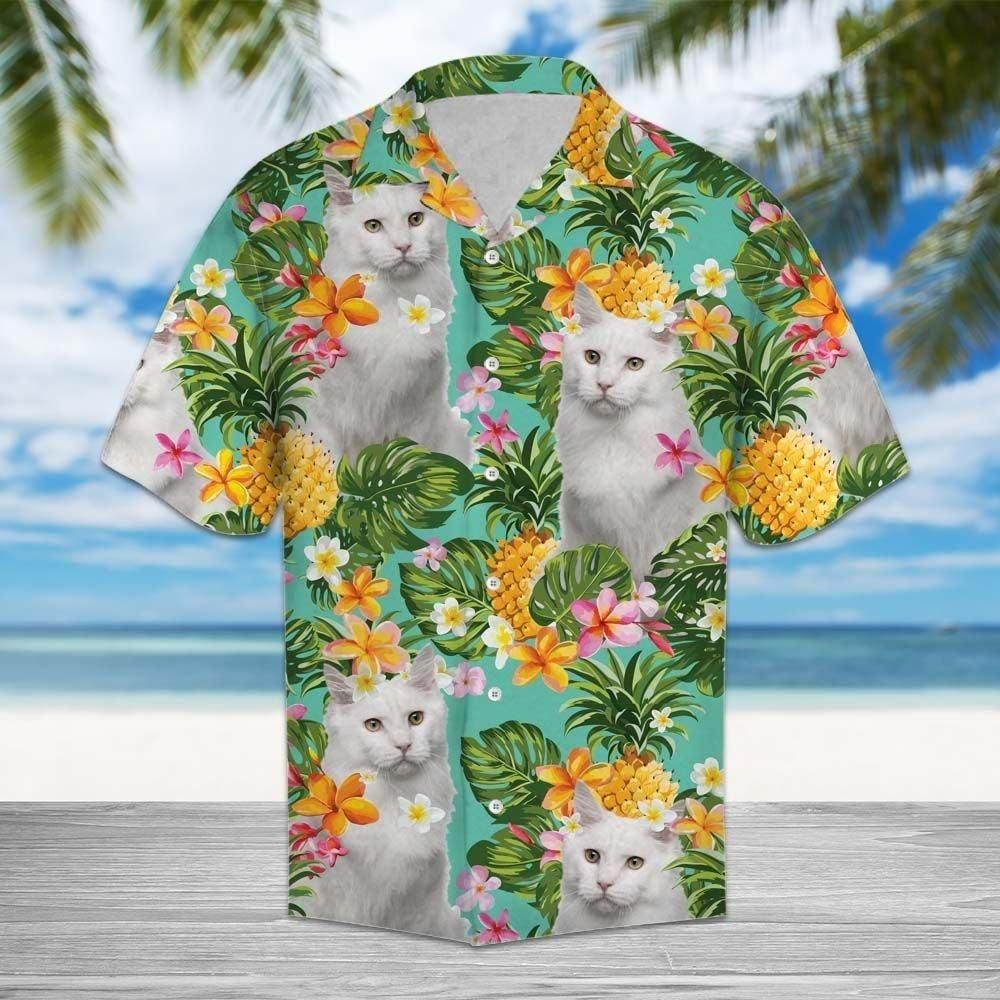 Tropical Pineapple Turkish Angora Aloha Hawaiian Shirt Colorful Short Sleeve Summer Beach Casual Shirt For Men And Women