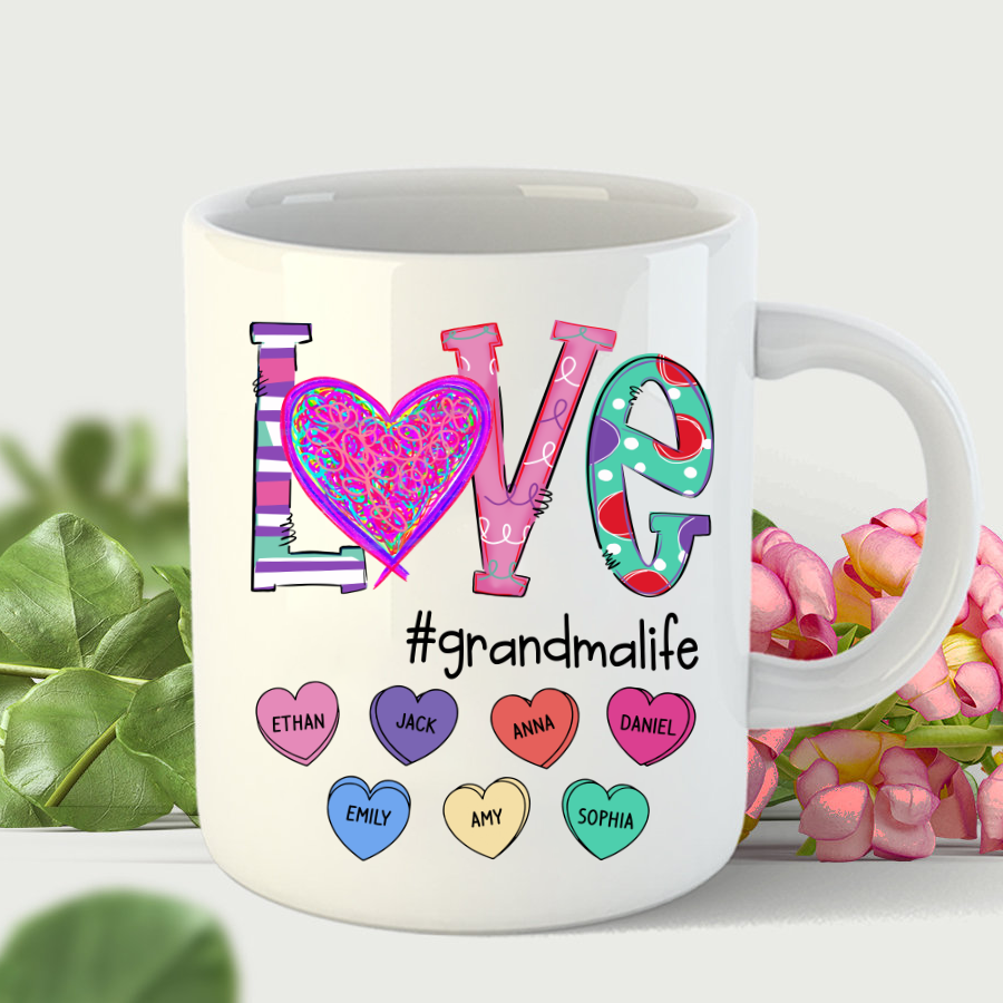 Love Grandma Life Art Grandkids Mug