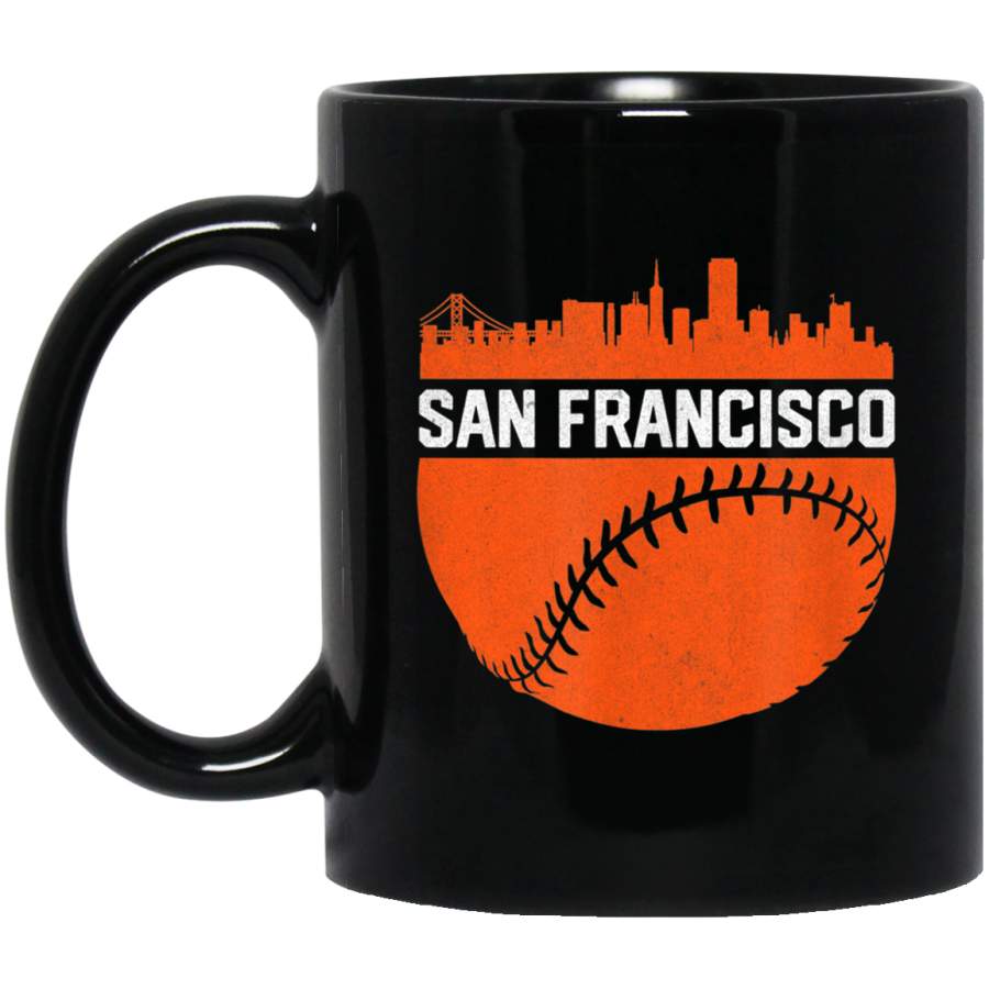 Vintage Downtown San Francisco Cali Skyline Baseball Mug