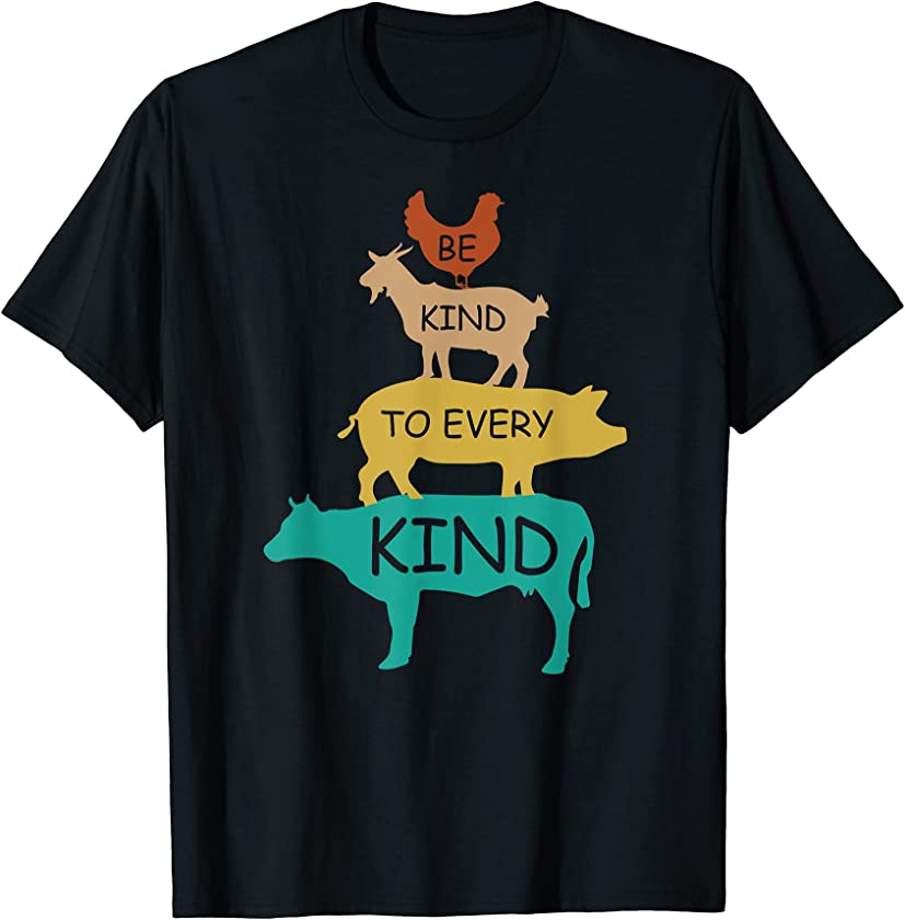 Be Kind To Every Kind Retro Vintage Funny Vegetarian Vegan T-Shirt