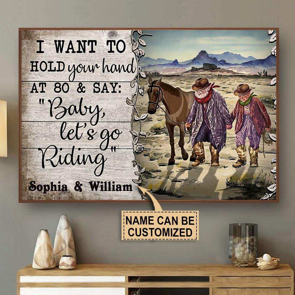 Aeticon Gifts Personalized Cowboy Hold Your Hand Canvas Mom Dad Gift Home Decor