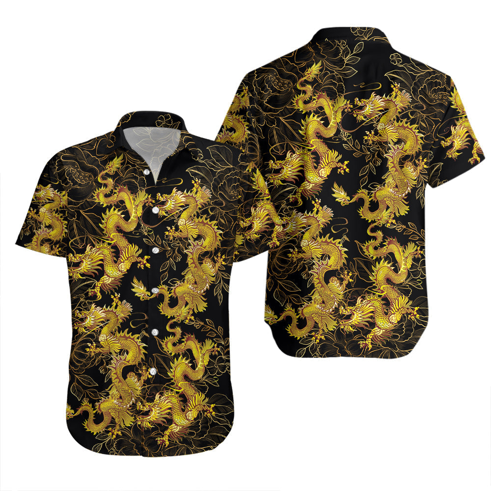 Black Gold Oriental Dragon Hawaii Shirt For Men And Women Ha25499