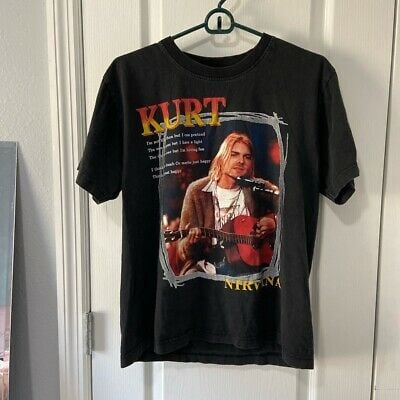 Vintage Kurt Cobain Nirvana Unplugged Dumb Lyrics Shirt 90s Rap Tee Grunge Hole 2996