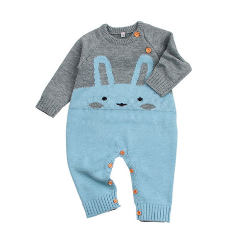 Cute Kids Baby Girls Boys Bunny Rabbit Long Sleeve Romper Sweater Jumpsuit Outfits Size 0-18M alx