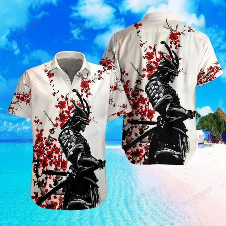 Samurai Warrior Red Flower Hawaii Shirt Ha59650