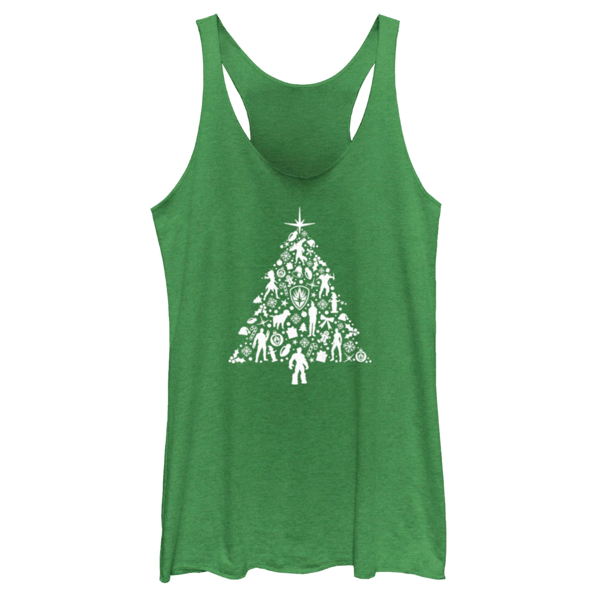 Women’S Guardians Of The Galaxy Holiday Special Silhouettes Christmas Tree Racerback Tank Top