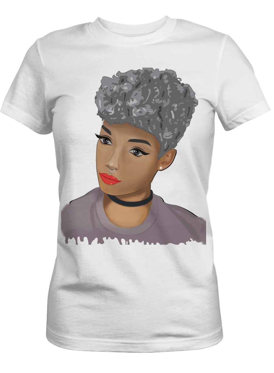 Shirt For Black Women Short Silver Hair Art Shirt For African Women