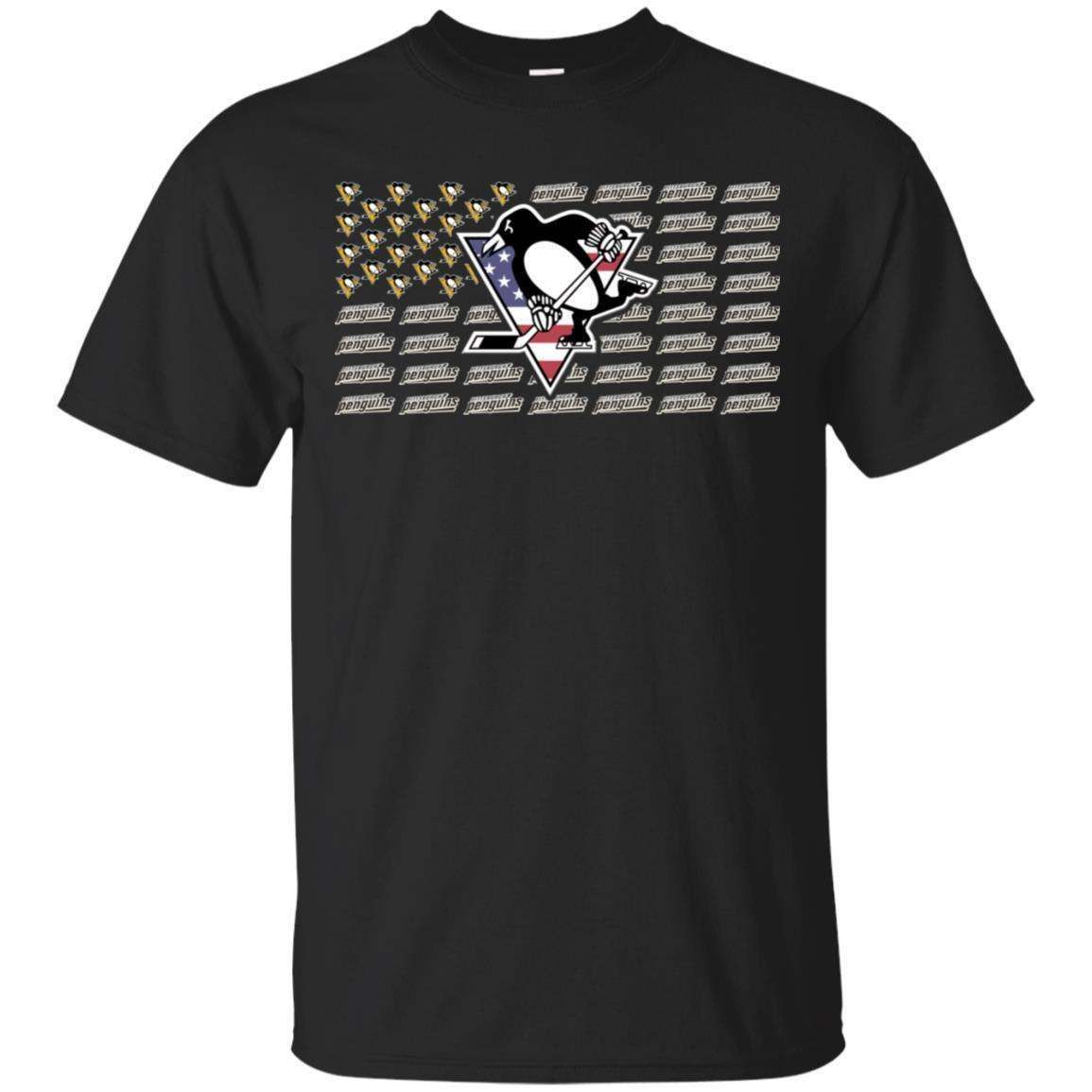 American Flag Pittsburgh Penguins T-shirt for Hockey fans HA06