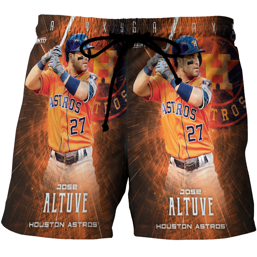 Houston Astros Jose Altuve 27 V2 3D All Over Print Summer Beach Hawaiian Short