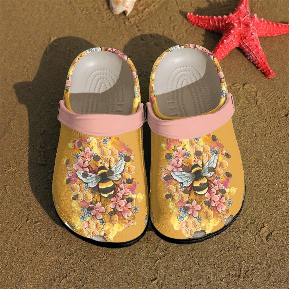 Bee Personalized Clog, Custom Name, Text, Color, Number Fashion Style For Women, Men, Kid, Print 3D Honey Bee