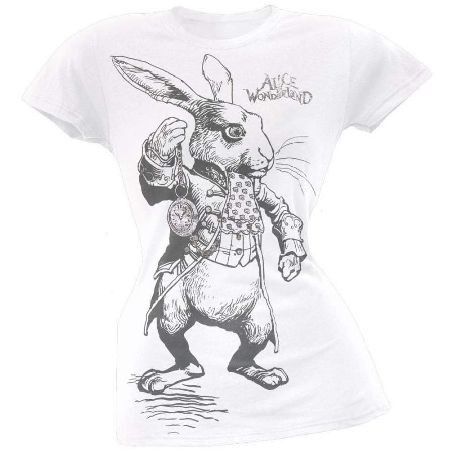 Alice In Wonderland – White Rabbit Juniors T-Shirt