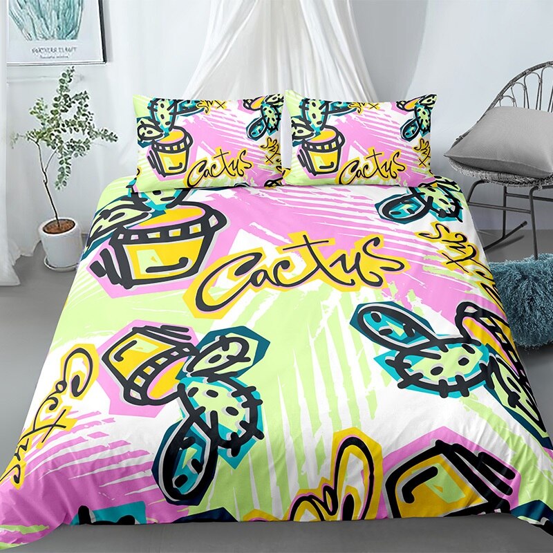 3D Plant Printed Cactus Succulents Cartoon Bedding Sets Home Decoration Quilt Duvet Cover With Pillowcase Queen King