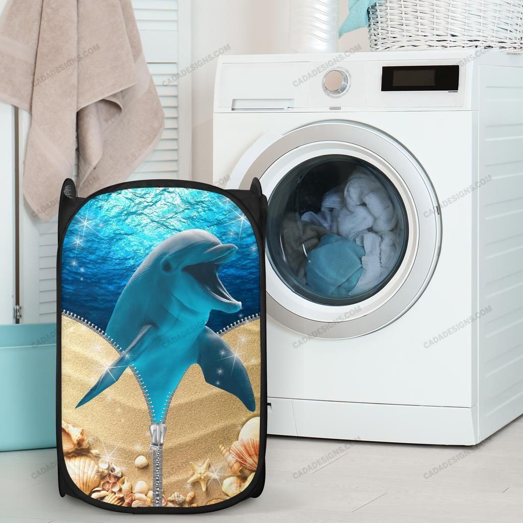 Dolphin In The Sea Gift For Animal Lovers 3D Printed Laundry Basket