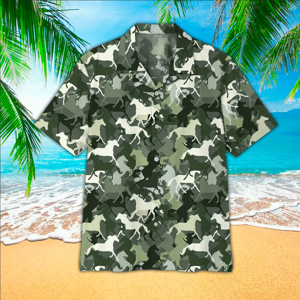 Camo Hawaii Button Up Shirt Aloha Ha41025