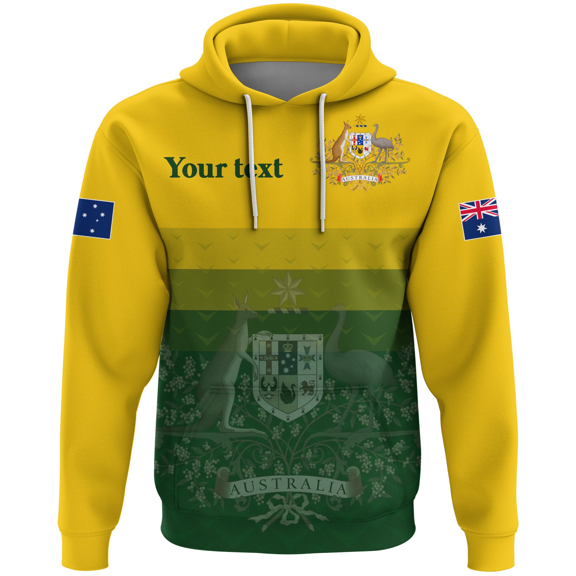 1stTheWorld Custom Australia Hoodie, Australia Coat Of Arms Radiant Color A10