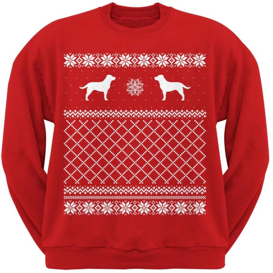 Chocolate Labrador Retriever Red Adult Ugly Christmas Sweater Crew Neck Sweatshirt