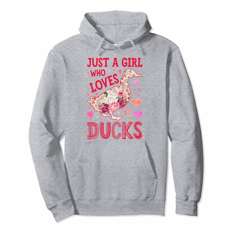 Just A Girl Who Loves Ducks Funny Duck Flower Gifts Farm Pullover Hoodie, T Shirt, Sweatshirt