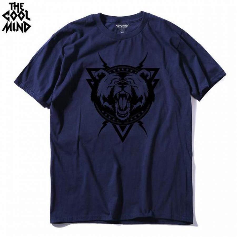 100% cotton casual short sleeves bear printed t-shirt men tops