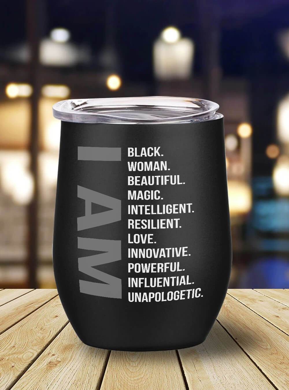 African American Tumbler I Am Black Beautiful Magic Intelligent Woman Stainless Steel Wine Tumbler Mug Afrocentric Inspired Gift Ideas BPS8990