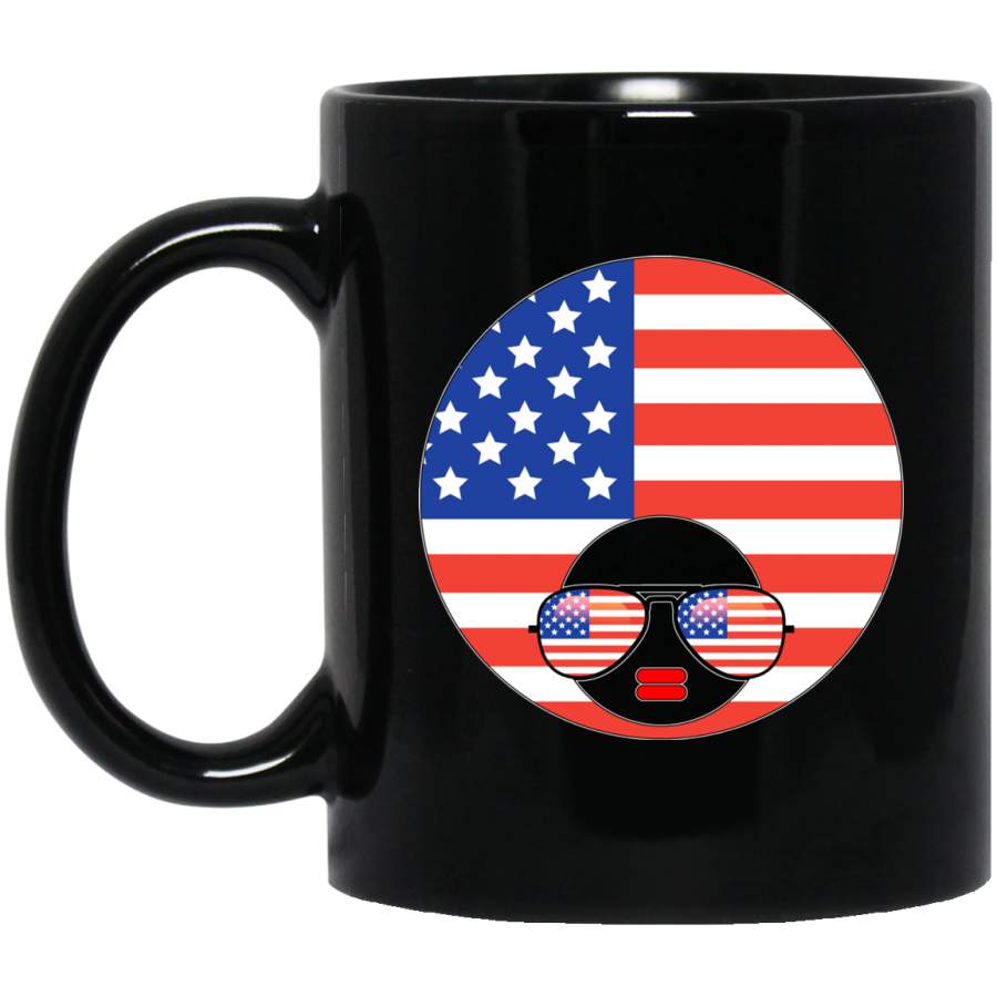 African American Coffee Mug American Flag With Cute Black Girl Head 11oz – 15oz Black Mug