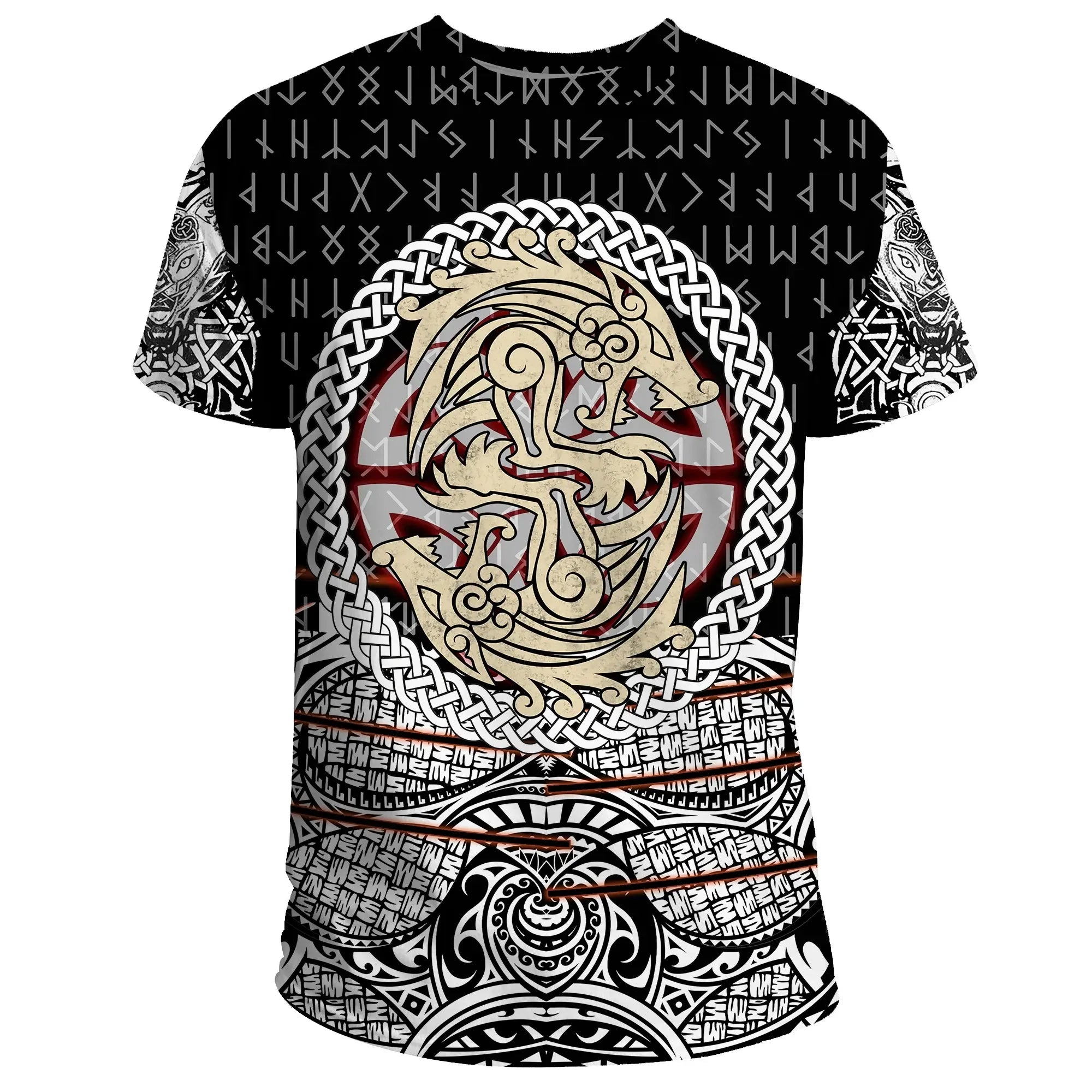 Viking T-Shirt – Fenrir Vikings Tattoo Style 3D Style – Vergors Store