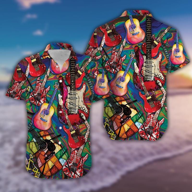 Felacia Amazing Colorful Art Love Guitar Unisex Hawaiian Ha49219