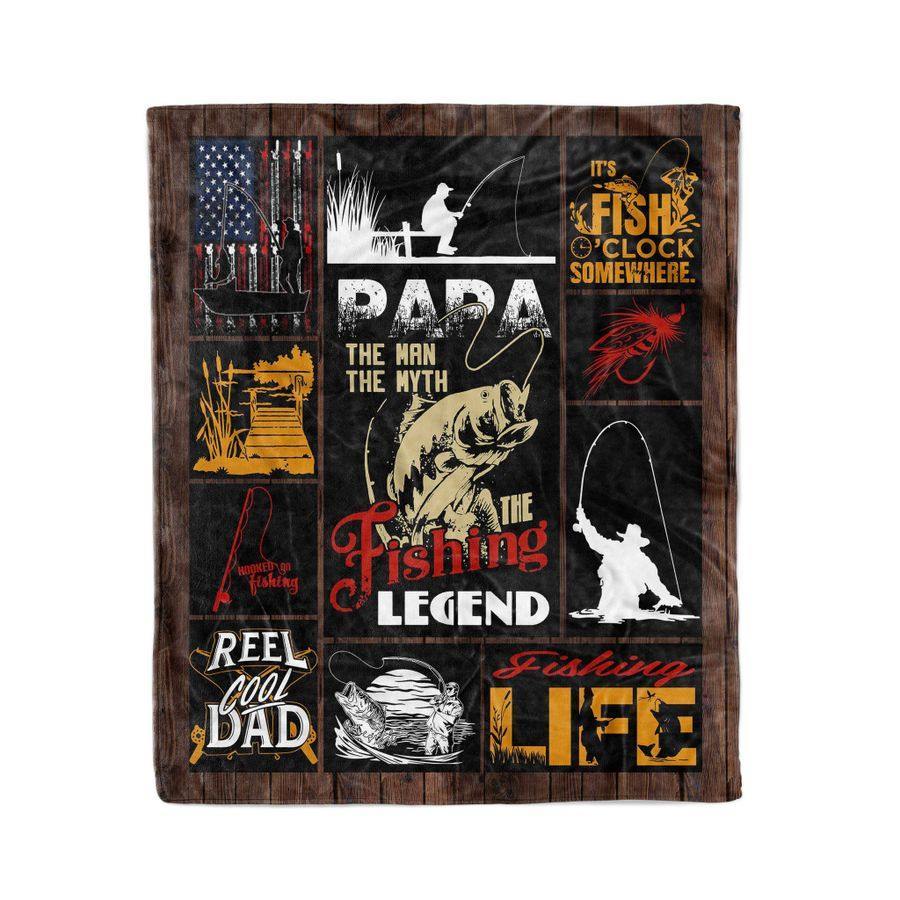 To My Dad Papa The Man The Myth The Fishing Legend – Best Gift For Dad, Gift For Home Decor, Gift For Family  – Fleece Blanket