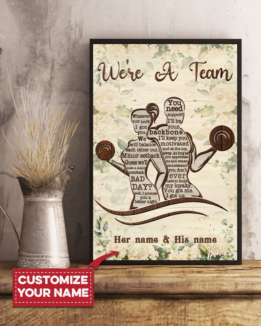 We’re A Team Gym Training Partner Personalize Name Wall Poster Canvas Home Decor