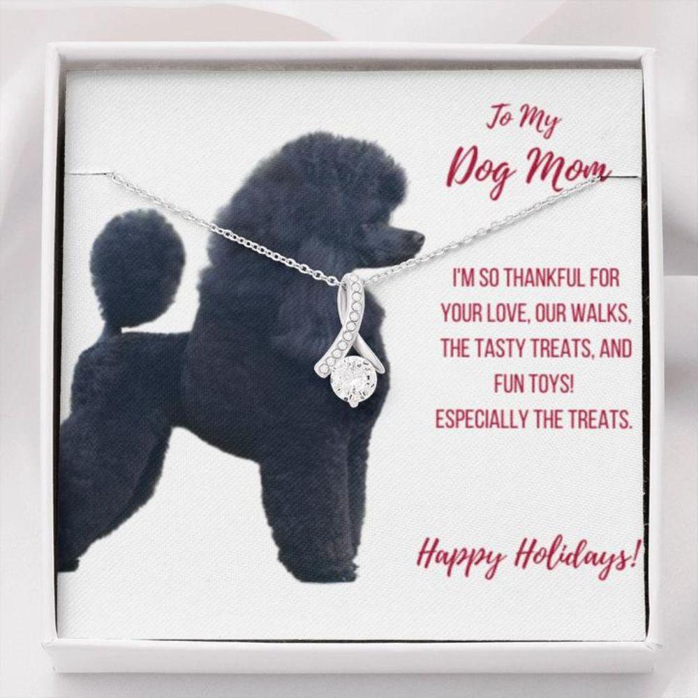 Gift For Black Standard Poodle Dog Mom – Mother Petite Ribbon Necklace 0921